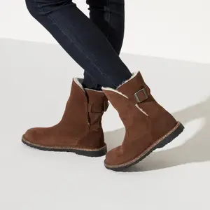 Leren suède enkellaarsjes met schapenwol vrouw Birkenstock Uppsala image-4