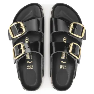 Women's mules Birkenstock Arizona Big Buckle Natural Leather Patent image-3