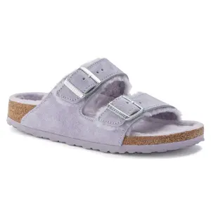 Sandales cuir suède et peau lainée femme Birkenstock Arizona image-1