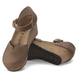 Women's wedge shoes Papillio Mary Ring-Buckle Natural Leather image-4