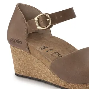 Women's wedge shoes Papillio Mary Ring-Buckle Natural Leather image-5