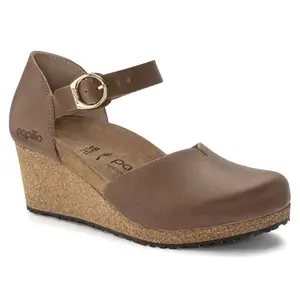 Women's wedge shoes Papillio Mary Ring-Buckle Natural Leather image-1