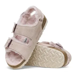 Women's suede leather sandals Birkenstock Milano Shearling image-4