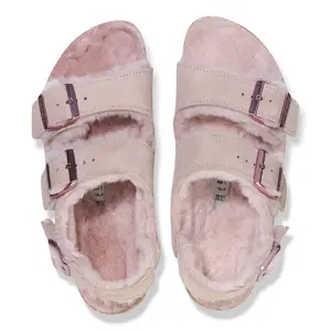 Women's suede leather sandals Birkenstock Milano Shearling image-3