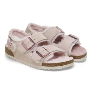 Women's suede leather sandals Birkenstock Milano Shearling image-2