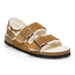 Leather sandals woman Birkenstock Milano Shearling image-1