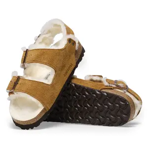 Leather sandals woman Birkenstock Milano Shearling image-4