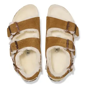 Leather sandals woman Birkenstock Milano Shearling image-3