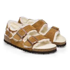 Leather sandals woman Birkenstock Milano Shearling image-2