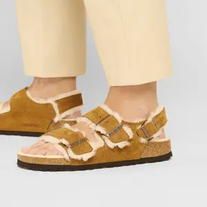 Leather sandals woman Birkenstock Milano Shearling image-6