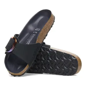 Natural leather slides for women Birkenstock Madrid Big Buckle Nubuck image-5