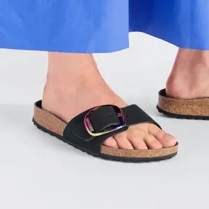 Natural leather slides for women Birkenstock Madrid Big Buckle Nubuck image-2