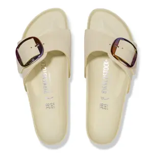 Natural leather slides for women Birkenstock Madrid Big Buckle Nubuck image-3