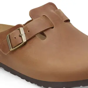 Natural oiled leather clogs Birkenstock Boston image-5