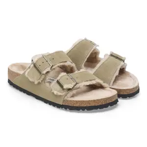 Suède leren sandalen met bont Birkenstock Arizona Shearling image-4
