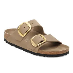 Leather sandals with a large buckle for women Birkenstock Arizona image-1