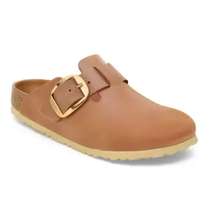 Nubuck leren klompen met een grote gesp Birkenstock Boston image-1