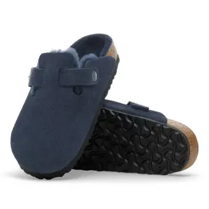 Sandals Birkenstock Boston BS Suede Leather/ Fur New Navy (Étroit) image-4
