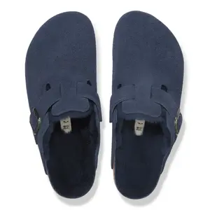 Sandals Birkenstock Boston BS Suede Leather/ Fur New Navy (Étroit) image-3