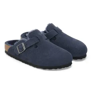 Sandales Birkenstock Boston BS Suede Leather/ Fur New Navy image-2