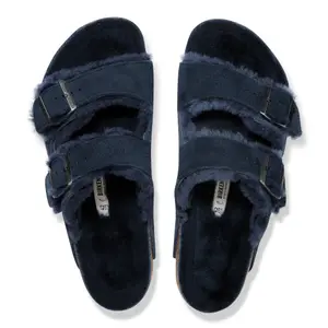 Sandalen Birkenstock Arizona Shearling Suede Leather/Fur New Navy image-3
