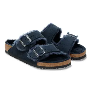 Sandalias Birkenstock Arizona Shearling Suede Leather/Fur New Navy (Étroit) image-2