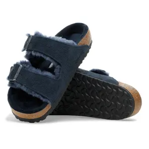 Sandalias Birkenstock Arizona Shearling Suede Leather/Fur New Navy (Étroit) image-4