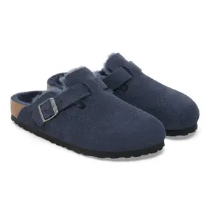 Sandals Birkenstock Boston BS Suede Leather/ Fur New Navy (Étroit) image-2