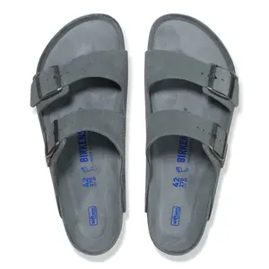 Zachte leren suède sandalen met flexibele zool Birkenstock Arizona image-4