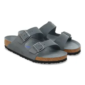 Zachte leren suède sandalen met flexibele zool Birkenstock Arizona image-3