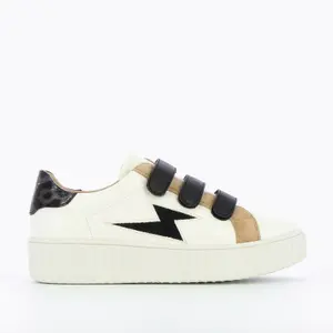 Baskets femme Vanessa Wu éclair blanches à scratchs noirs image-0