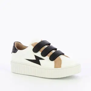 Baskets femme Vanessa Wu éclair blanches à scratchs noirs image-1