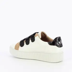 Baskets femme Vanessa Wu éclair blanches à scratchs noirs image-4