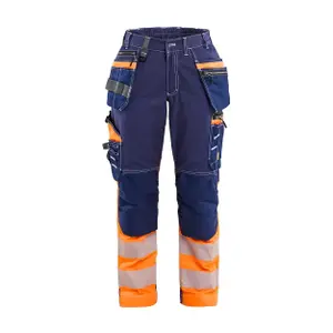 Women’s high-visibility stretchy cotton work trousers with floating pockets Blaklader image-0