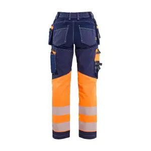 Women’s high-visibility stretchy cotton work trousers with floating pockets Blaklader image-1