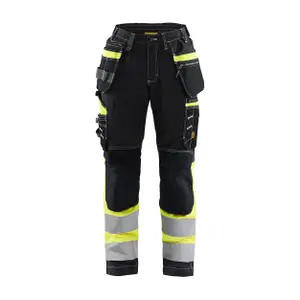 Women’s high-visibility stretchy cotton work trousers with floating pockets Blaklader image-0