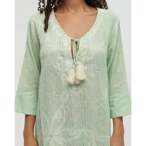3/4-Ärmel Kurz-Caftan Damen Ble Resort Collection image-2