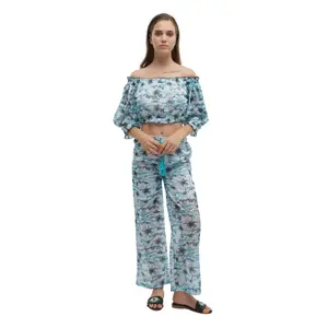 Conjunto de calças de rede impressas e top mulher Ble Resort Collection image-0