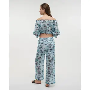 Conjunto de calças de rede impressas e top mulher Ble Resort Collection image-1