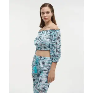 Conjunto de calças de rede impressas e top mulher Ble Resort Collection image-2