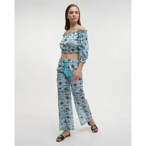 Conjunto de calças de rede impressas e top mulher Ble Resort Collection image-3