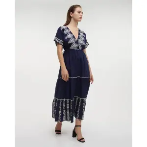Robe longue col V femme Ble Resort Collection image-3