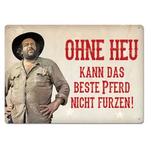 Pannello in metallo Blechwaren Fabrik Braunschweig Bud Spencer Ohne Heu Kann Das Beste Pferd image-0