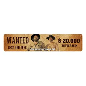 Pannello in metallo Blechwaren Fabrik Braunschweig Bud Spencer & Terence Hill Wanted image-0