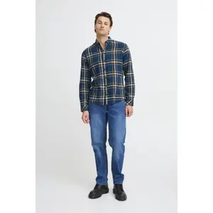 Rutig skjorta med ficka och långa ärmar Blend Regular Fit image-3