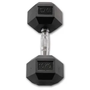 Pack of 10 pairs of hexagonal rubber dumbbells Body Solid Dummelle image-0