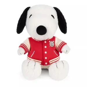 Sitting plush toy with its university bomber jacket Bon Ton Toys Snoopy image-0