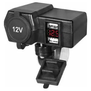 Fonte de alimentação do isqueiro da moto 2 usb + ficha Booster image-0