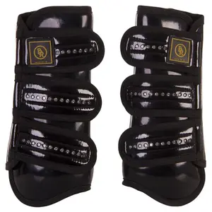 Guêtres pour cheval cuir verni avec strass BR Equitation Pro Max image-1