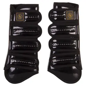 Guêtres pour cheval cuir verni avec strass BR Equitation Pro Max image-2